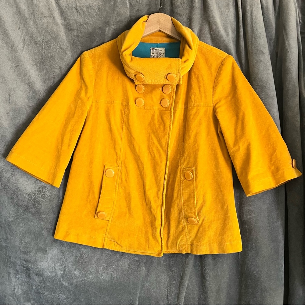 Tulle short sleeved corduroy jacket